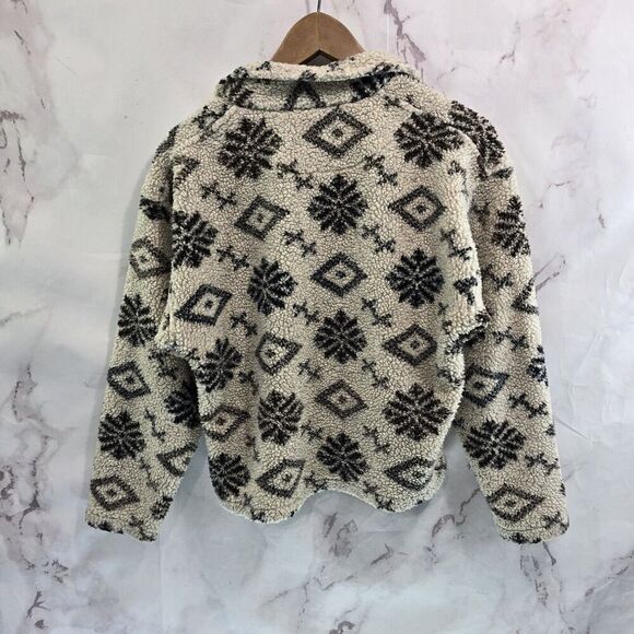 True Grit Womens Small Fleece Snowflake Teddy Sherpa Shirt Jacket Vtg Shacket - Picture 5 of 11